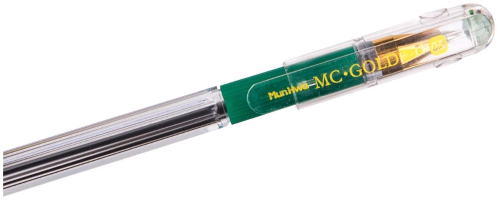 Ручка шариковая MunHwa MC Gold, стержень зеленый, узел 0.5 мм, грип