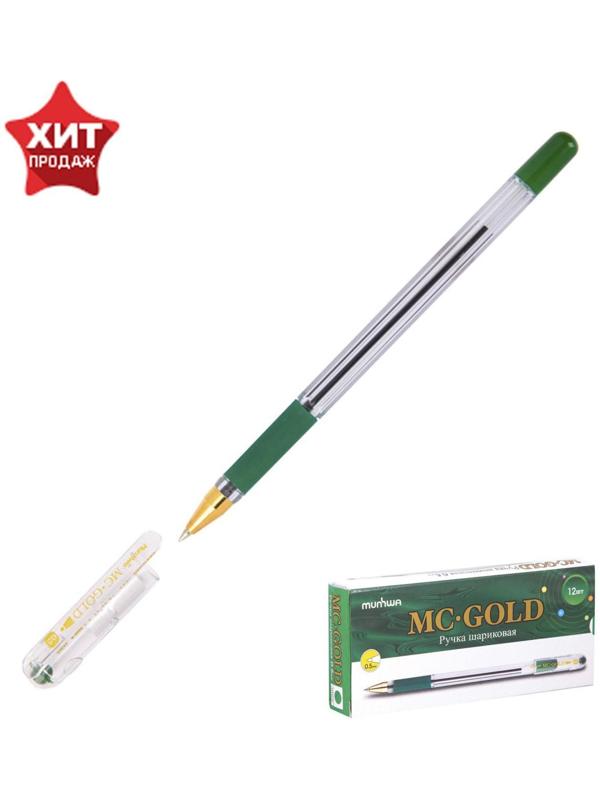 Ручка шариковая MunHwa MC Gold, стержень зеленый, узел 0.5 мм, грип