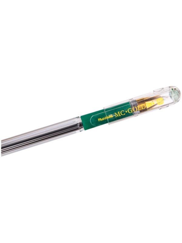 Ручка шариковая MunHwa MC Gold, стержень зеленый, узел 0.5 мм, грип