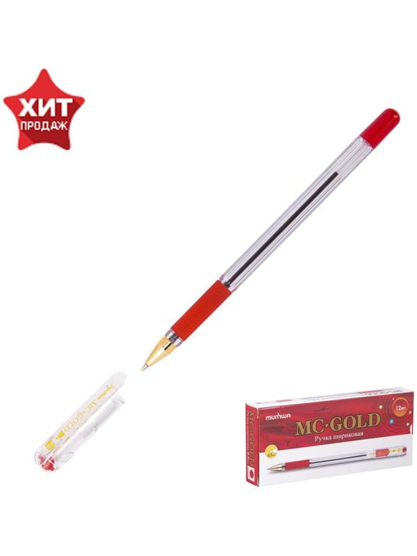Ручка шариковая MunHwa MC Gold, стержень красный, узел 0.5 мм, грип