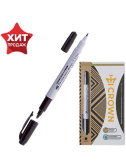 Маркер перманентный 2.0-4.0 мм, Crown P-800W Multi Marker, двухсторонний, чёрный