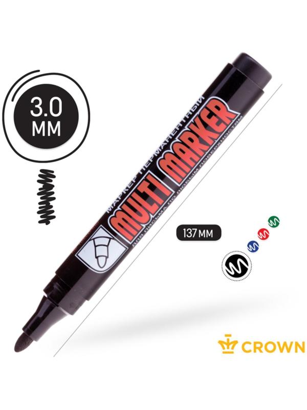 Маркер перманентный 3.0 мм, Crown Multi Marker, пулевидный, чёрный