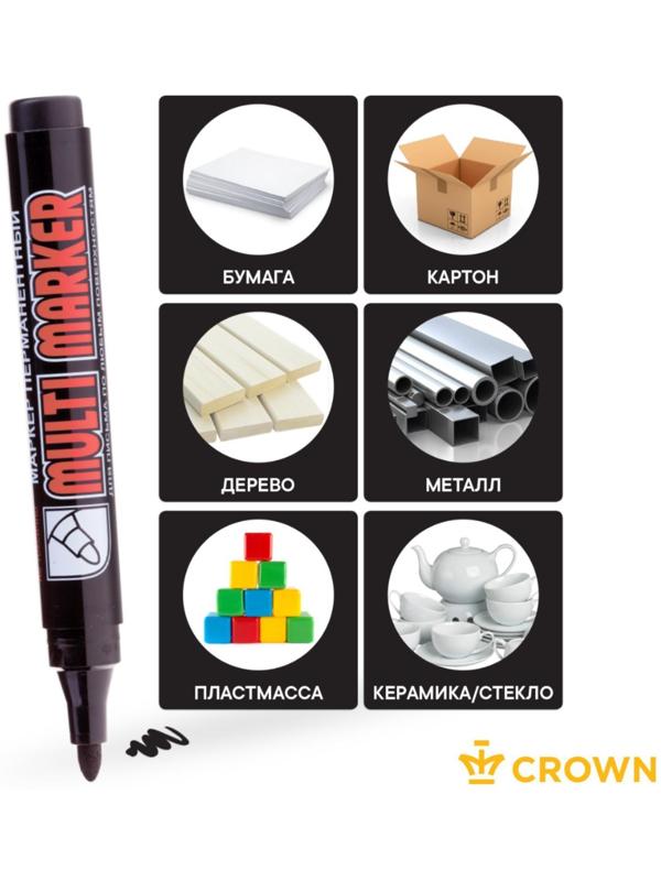 Маркер перманентный 3.0 мм, Crown Multi Marker, пулевидный, чёрный
