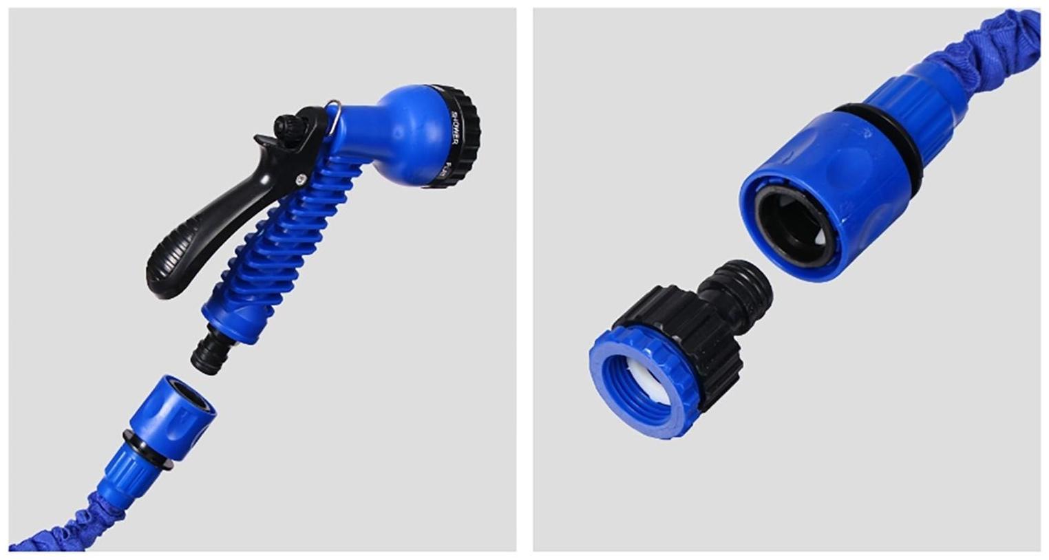Чудо-шланг, латекс, L = 7,5–22,5 м, 2-слойный, нейлоновая оплётка, распылитель 7 режимов, штуцер 12 мм (1/2