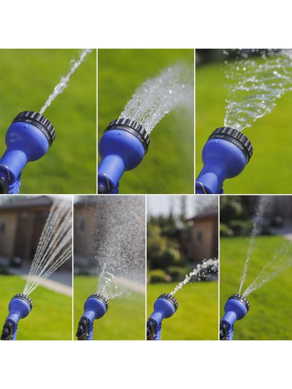 Чудо-шланг, латекс, L = 7,5–22,5 м, 2-слойный, нейлоновая оплётка, распылитель 7 режимов, штуцер 12 мм (1/2