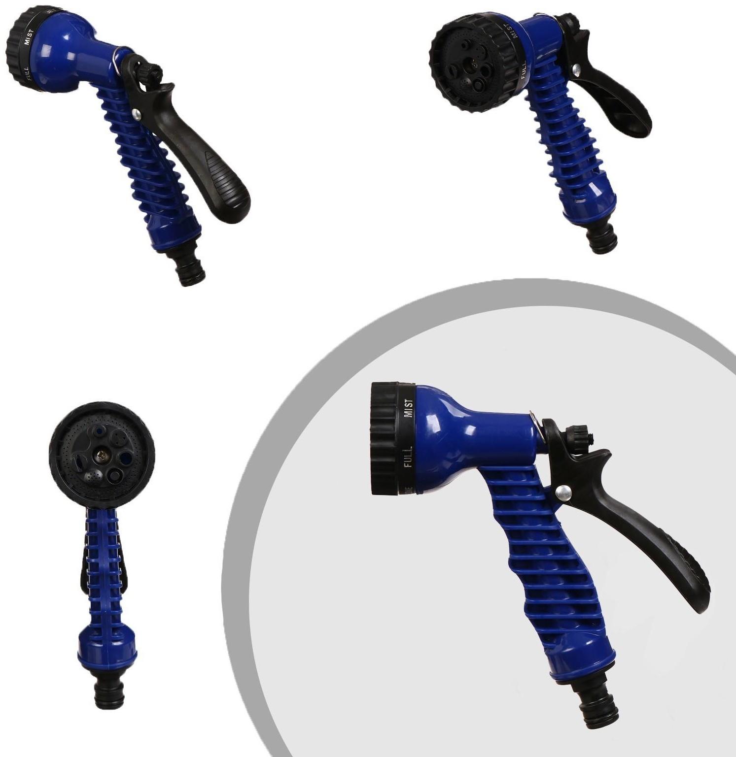 Чудо-шланг, латекс, L = 5–15 м, 2-слойный, нейлоновая оплётка, распылитель 7 режимов, штуцер 12 мм (1/2