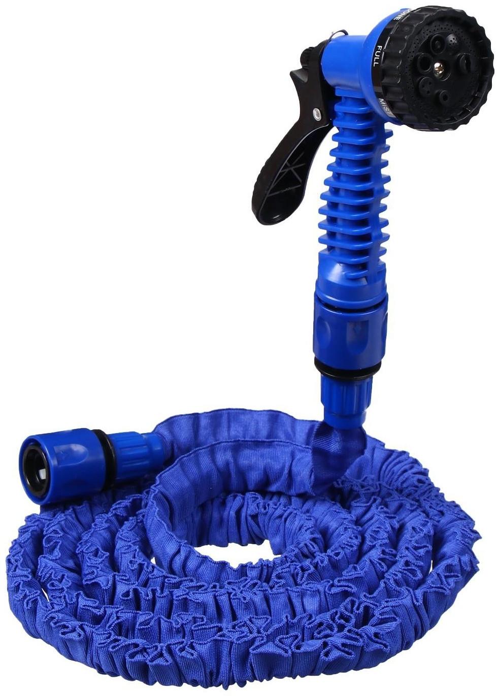 Чудо-шланг, латекс, L = 2.5–7.5 м, 2-слойный, нейлоновая оплётка, распылитель 7 режимов, штуцер 12 мм (1/2