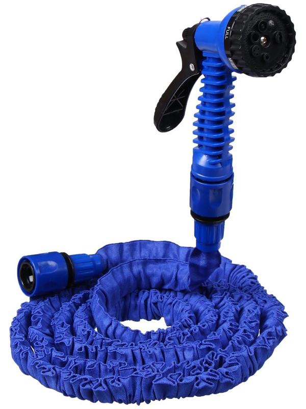 Чудо-шланг, латекс, L = 2.5–7.5 м, 2-слойный, нейлоновая оплётка, распылитель 7 режимов, штуцер 12 мм (1/2