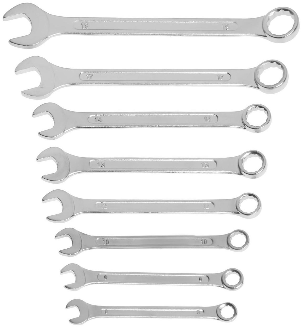 Набор ключей комбинированных в холдере ТУНДРА, хромированные, 8 - 19 мм, 8 шт.
