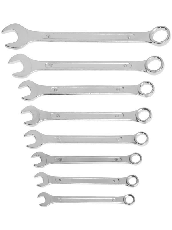 Набор ключей комбинированных в холдере ТУНДРА, хромированные, 8 - 19 мм, 8 шт.