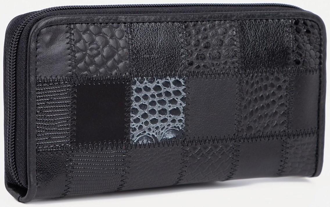 Кошелёк на молнии, с ручкой, с ручкой, цвет чёрный