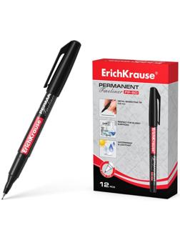 Маркер - лайнер перманентный ErichKrause FP-50, 0.6 мм, чернила на спиртовой основе, светостойкие и водостойкие, для любых поверхностей, чёрный