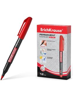 Маркер перманентный 1.0 мм Erich Krause P-70 красный, чернила на спиртовой основе светостойкие, водостойкие без ксилола и толуола. Для письма на любой поверхности, в том числе на CD/DVD диске, OHP пленке
