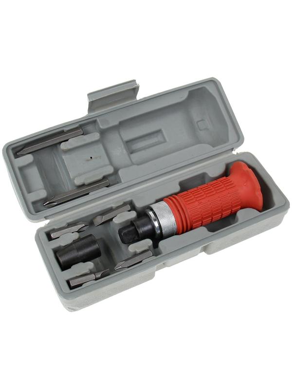 Отвертка MATRIX, ударно-поворотная 1/2, с набором бит 6 шт., обрезиненная рукоятка, кейс