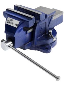 Тиски слесарные поворотные ТУНДРА, с наковальней, высокопрочный чугун ВЧ-40, 100 мм