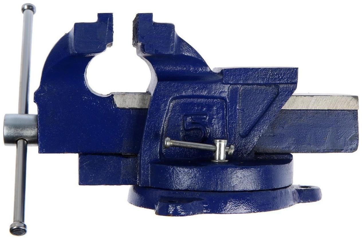 Тиски слесарные поворотные ТУНДРА, с наковальней, высокопрочный чугун ВЧ-40, 125 мм