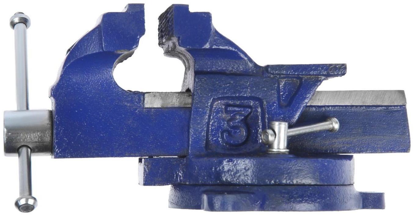 Тиски слесарные поворотные ТУНДРА, с наковальней, высокопрочный чугун ВЧ-40, 75 мм