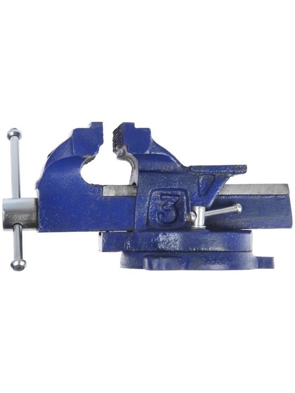 Тиски слесарные поворотные ТУНДРА, с наковальней, высокопрочный чугун ВЧ-40, 75 мм