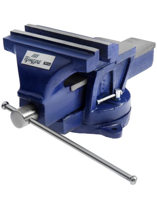 Тиски слесарные поворотные ТУНДРА, с наковальней, высокопрочный чугун ВЧ-40, 150 мм