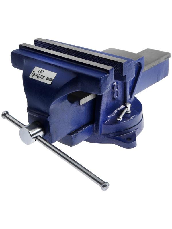 Тиски слесарные поворотные ТУНДРА, с наковальней, высокопрочный чугун ВЧ-40, 200 мм