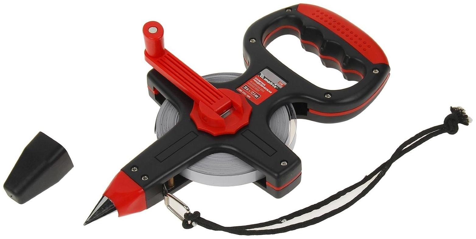 Рулетка геодезическая Matrix, 30 м х 12.5 мм, металлическая лента, открытый корпус