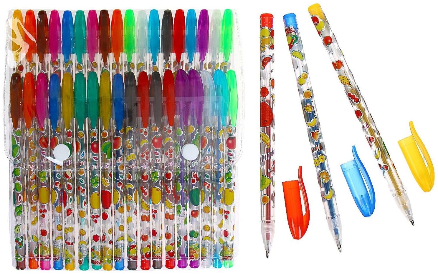 Набор гелевых ручек с блёстками, 36 цветов, корпус с рисунком, в блистере, на кнопке
