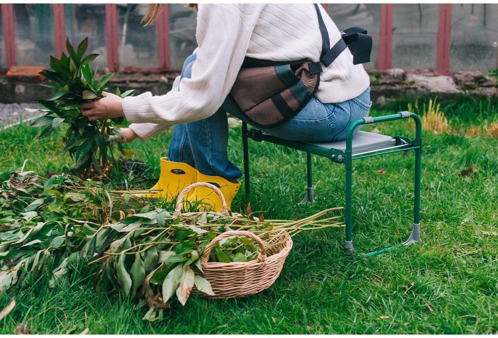 Скамейка-перевёртыш садовая складная 56х30х42,5 см, зелёная, максимальная нагрузка100 кг