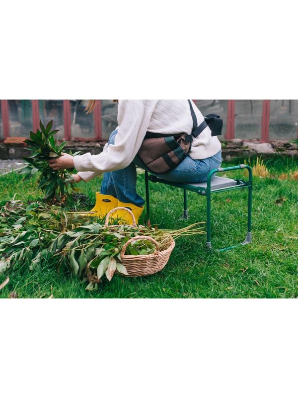 Скамейка-перевёртыш садовая складная 56х30х42,5 см, зелёная, максимальная нагрузка100 кг