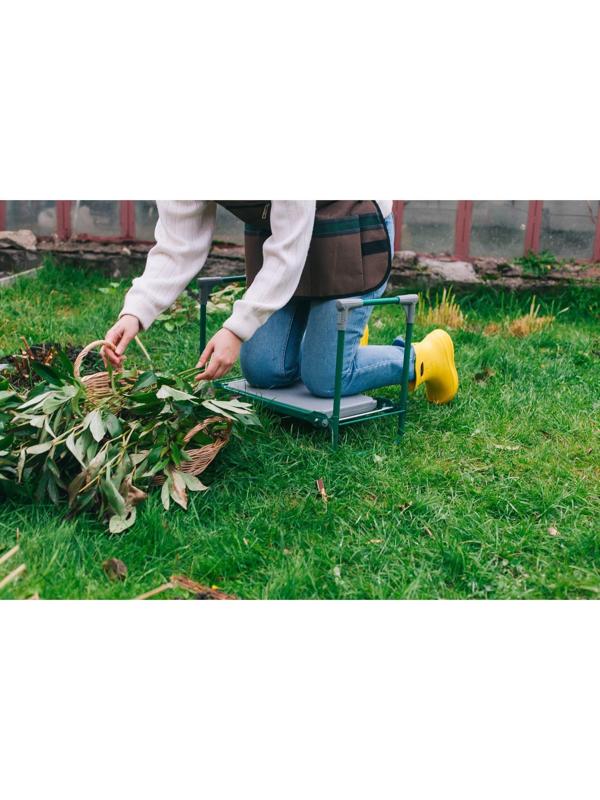 Скамейка-перевёртыш садовая складная 56х30х42,5 см, зелёная, максимальная нагрузка100 кг