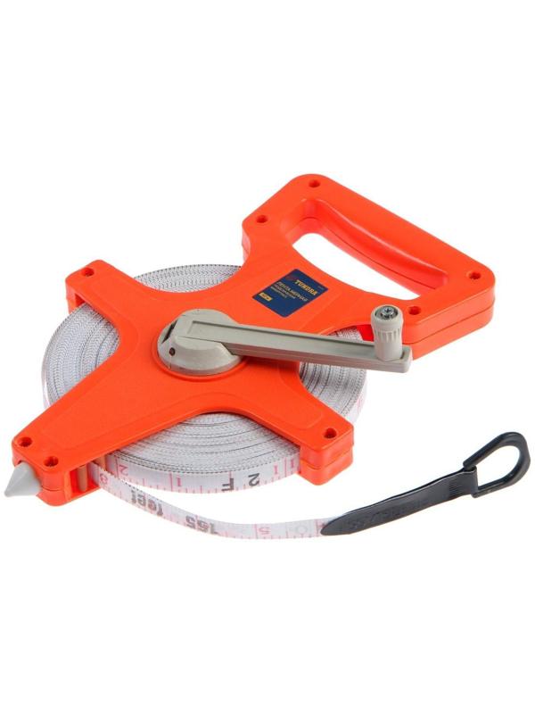 Рулетка геодезическая ТУНДРА, фиберглассовая лента, 50 м