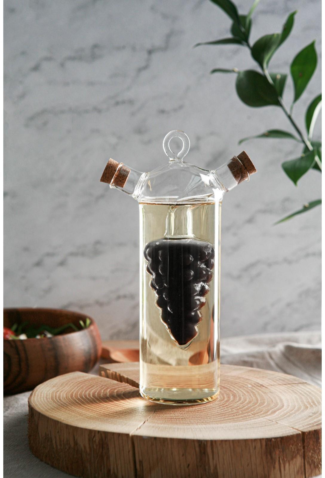 Бутыль стеклянная 2 в 1 для соусов и масла «Фьюжн. Виноград», 300/50 мл, 11×6,5×23 см