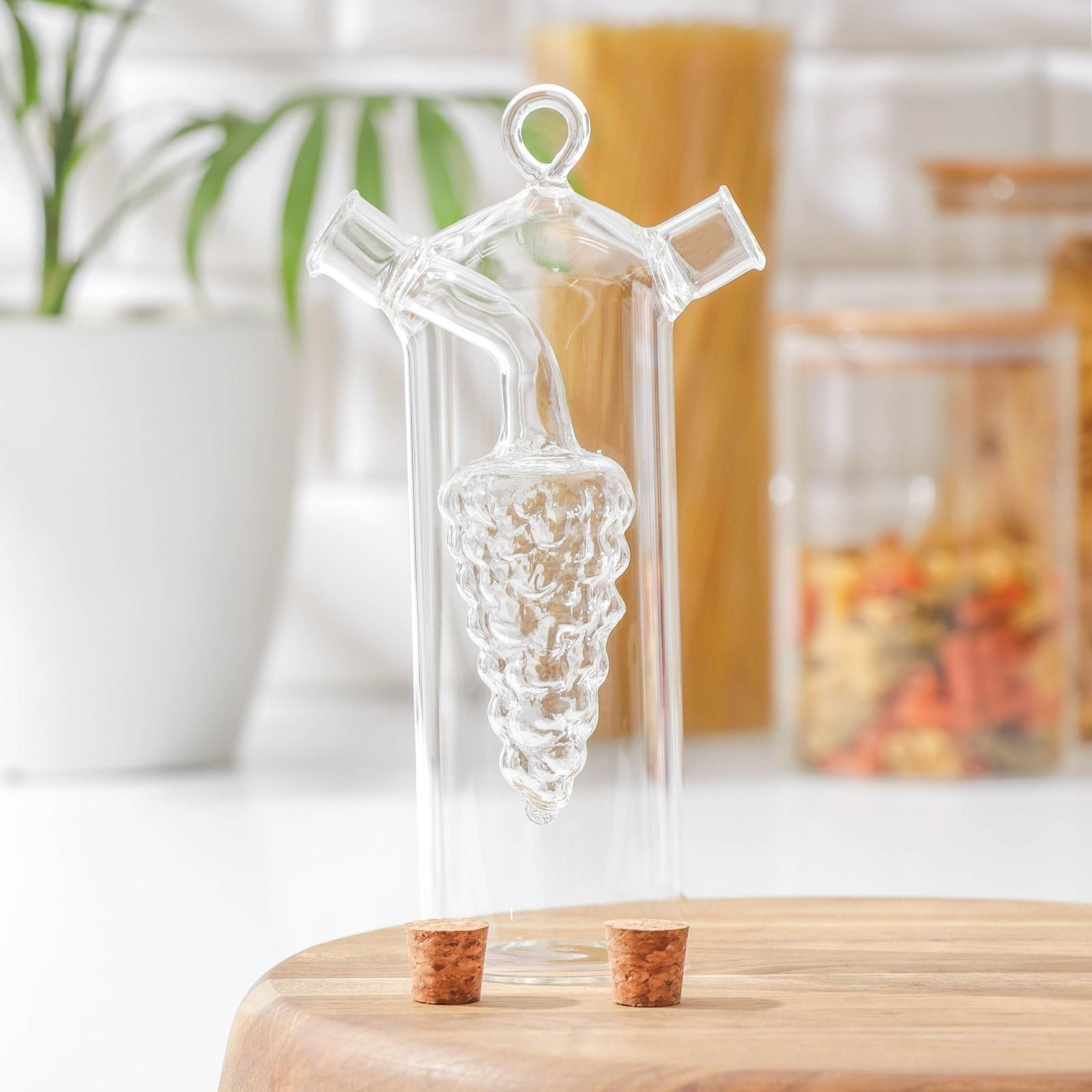 Бутыль стеклянная 2 в 1 для соусов и масла «Фьюжн. Виноград», 300/50 мл, 11×6,5×23 см