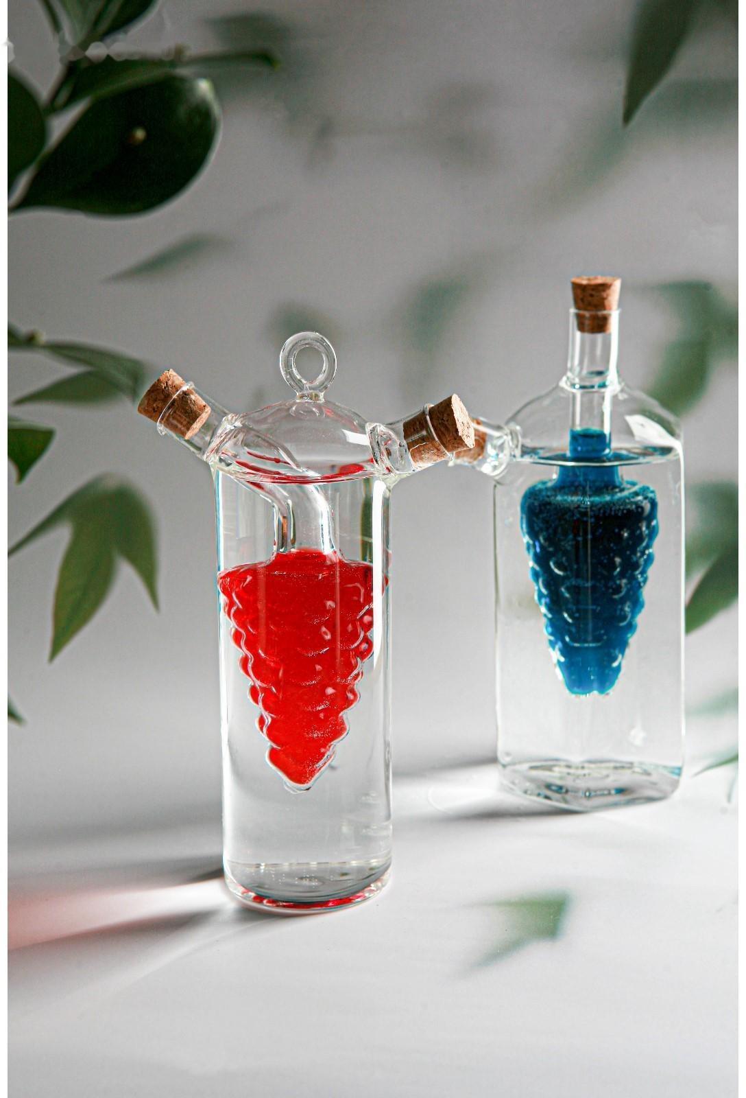 Бутыль стеклянная 2 в 1 для соусов и масла «Фьюжн. Виноград», 300/50 мл, 11×6,5×23 см