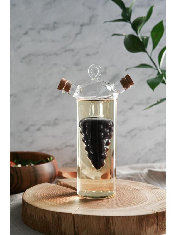 Бутыль стеклянная 2 в 1 для соусов и масла «Фьюжн. Виноград», 300/50 мл, 11×6,5×23 см