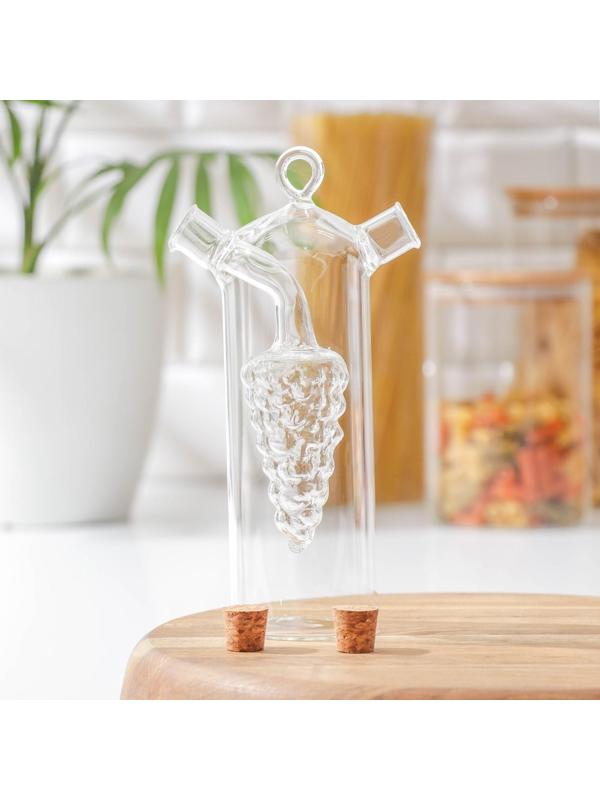 Бутыль стеклянная 2 в 1 для соусов и масла «Фьюжн. Виноград», 300/50 мл, 11×6,5×23 см