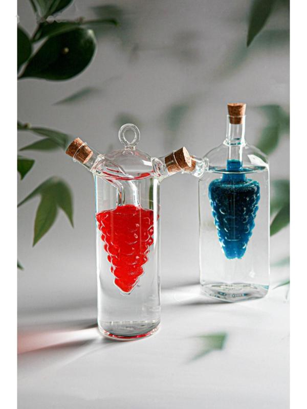 Бутыль стеклянная 2 в 1 для соусов и масла «Фьюжн. Виноград», 300/50 мл, 11×6,5×23 см