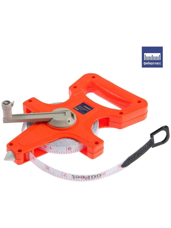 Рулетка геодезическая ТУНДРА, фиберглассовая лента, 20 м