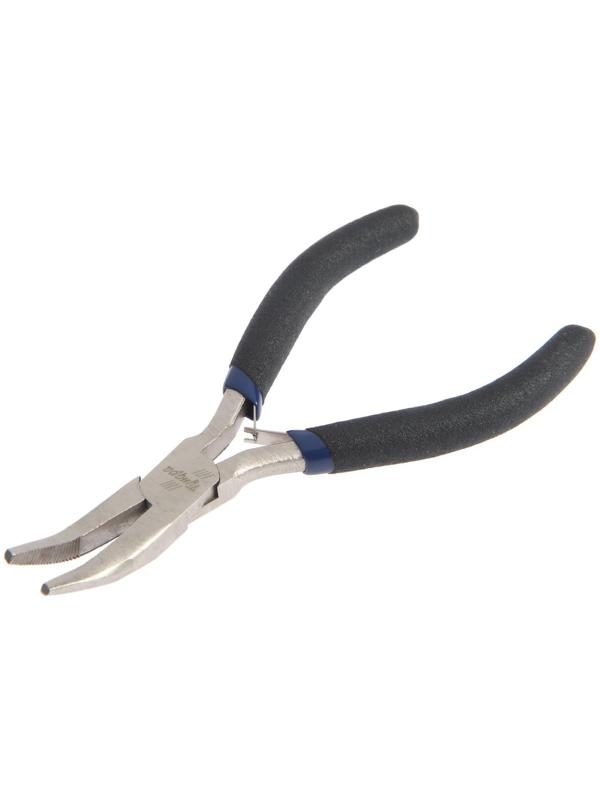 Длинногубцы изогнутые ТУНДРА mini, никелированные, обрезиненные рукоятки, 125 мм