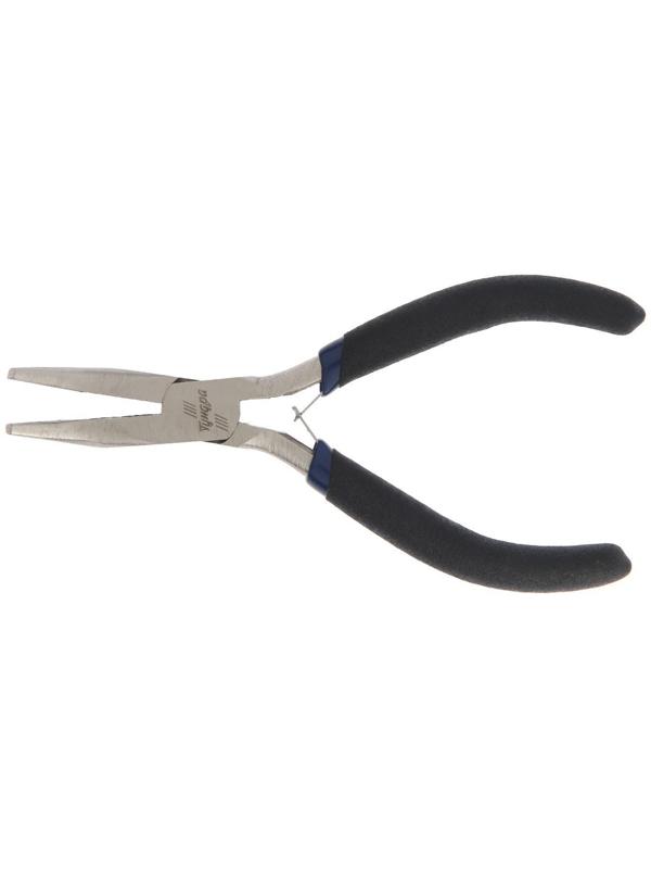 Длинногубцы изогнутые ТУНДРА mini, никелированные, обрезиненные рукоятки, 125 мм