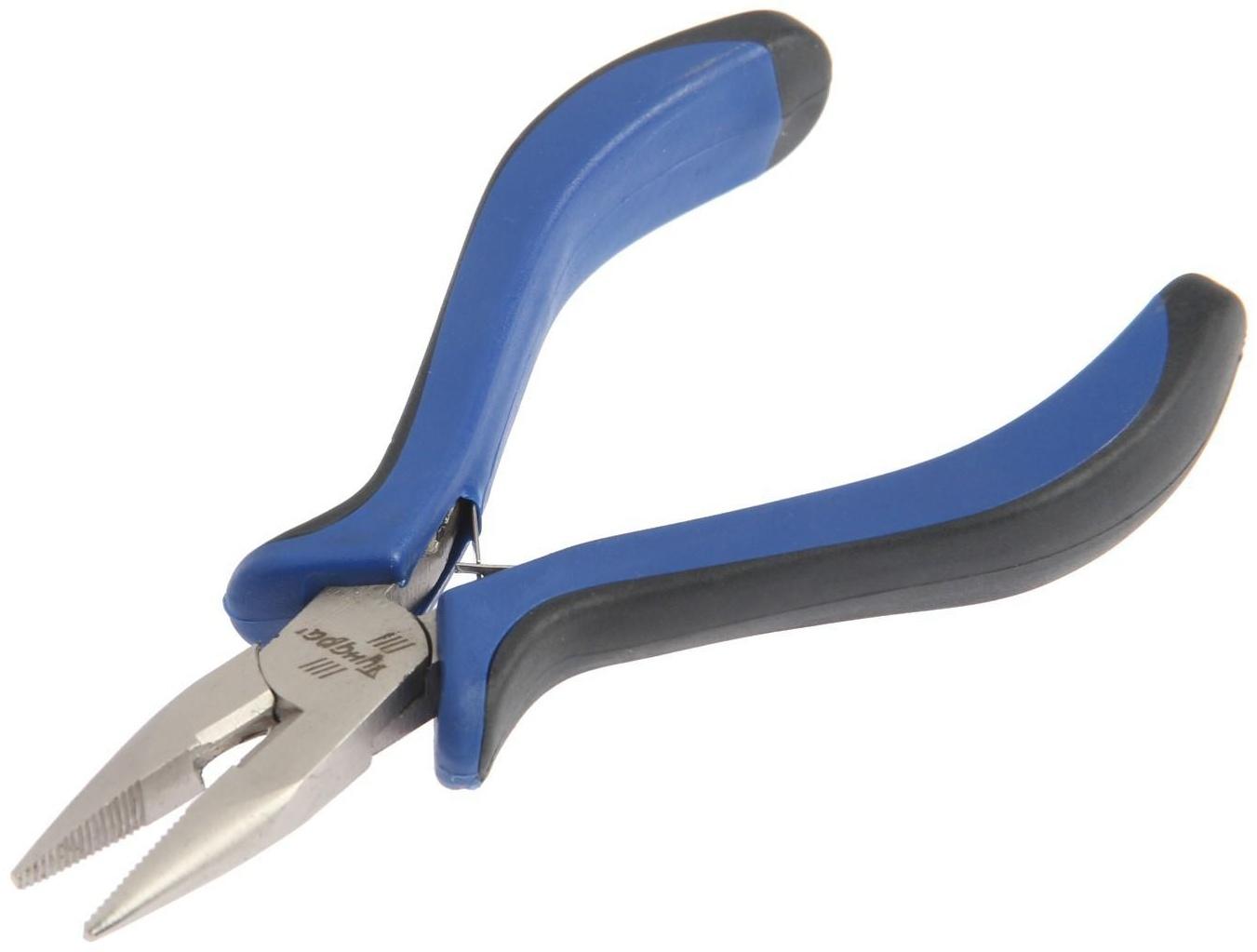 Длинногубцы ТУНДРА mini, никелированные, двухкомпонентные рукоятки, 125 мм