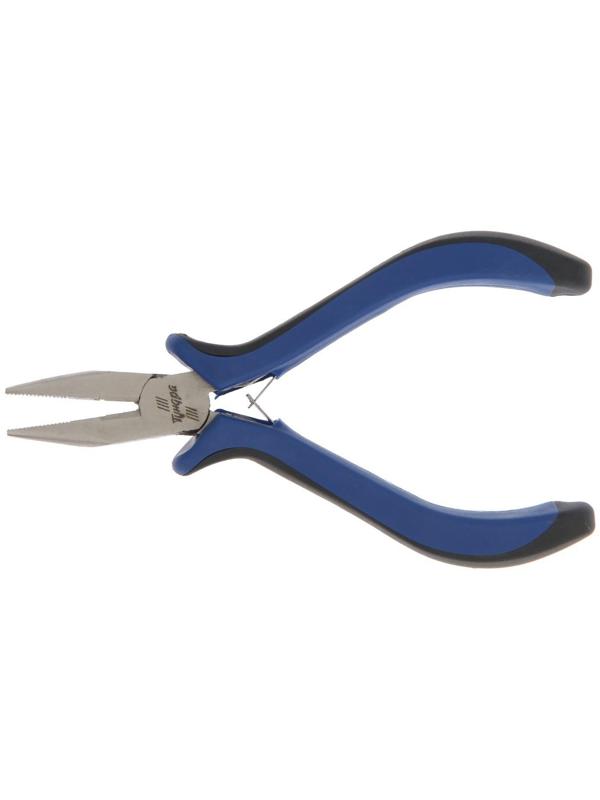 Длинногубцы ТУНДРА mini, никелированные, двухкомпонентные рукоятки, 125 мм