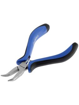 Длинногубцы изогнутые ТУНДРА mini, никелированные, двухкомпонентные рукоятки, 125 мм