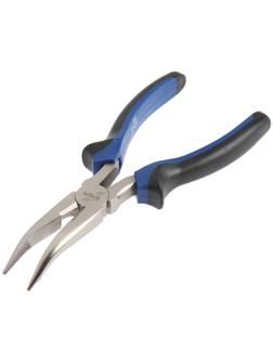 Длинногубцы изогнутые ТУНДРА, CrV, никелированные, двухкомпонентные рукоятки, 180 мм