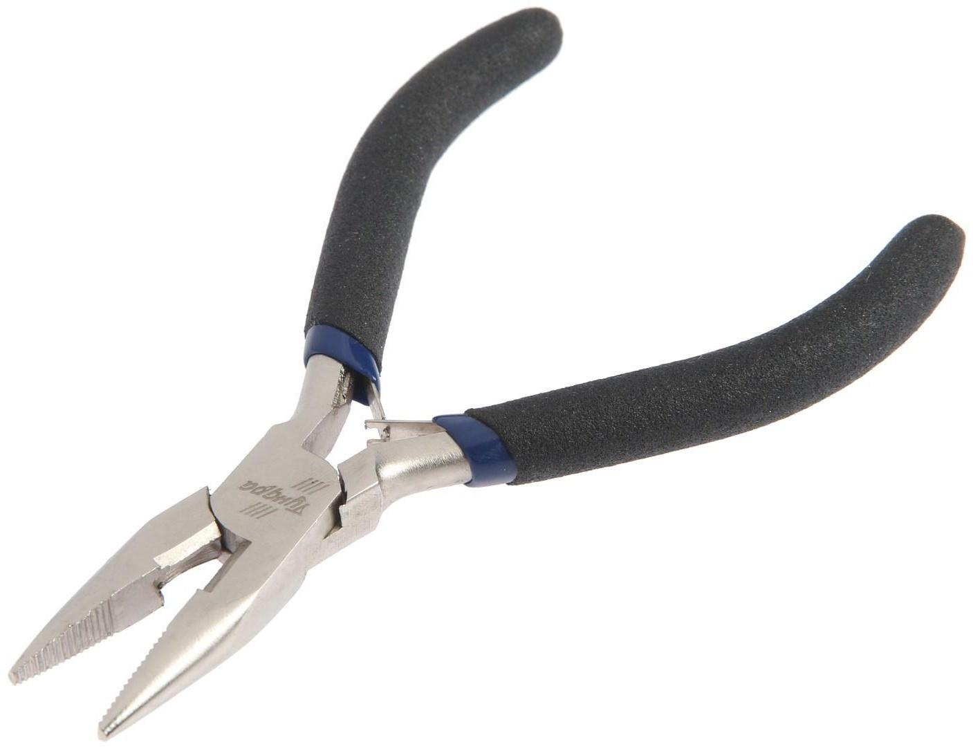 Длинногубцы ТУНДРА mini, никелированные, обрезиненные рукоятки, 125 мм