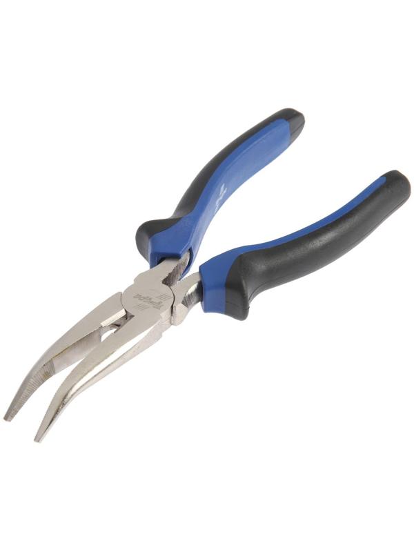 Длинногубцы изогнутые ТУНДРА, CrV, никелированные, двухкомпонентные рукоятки, 200 мм