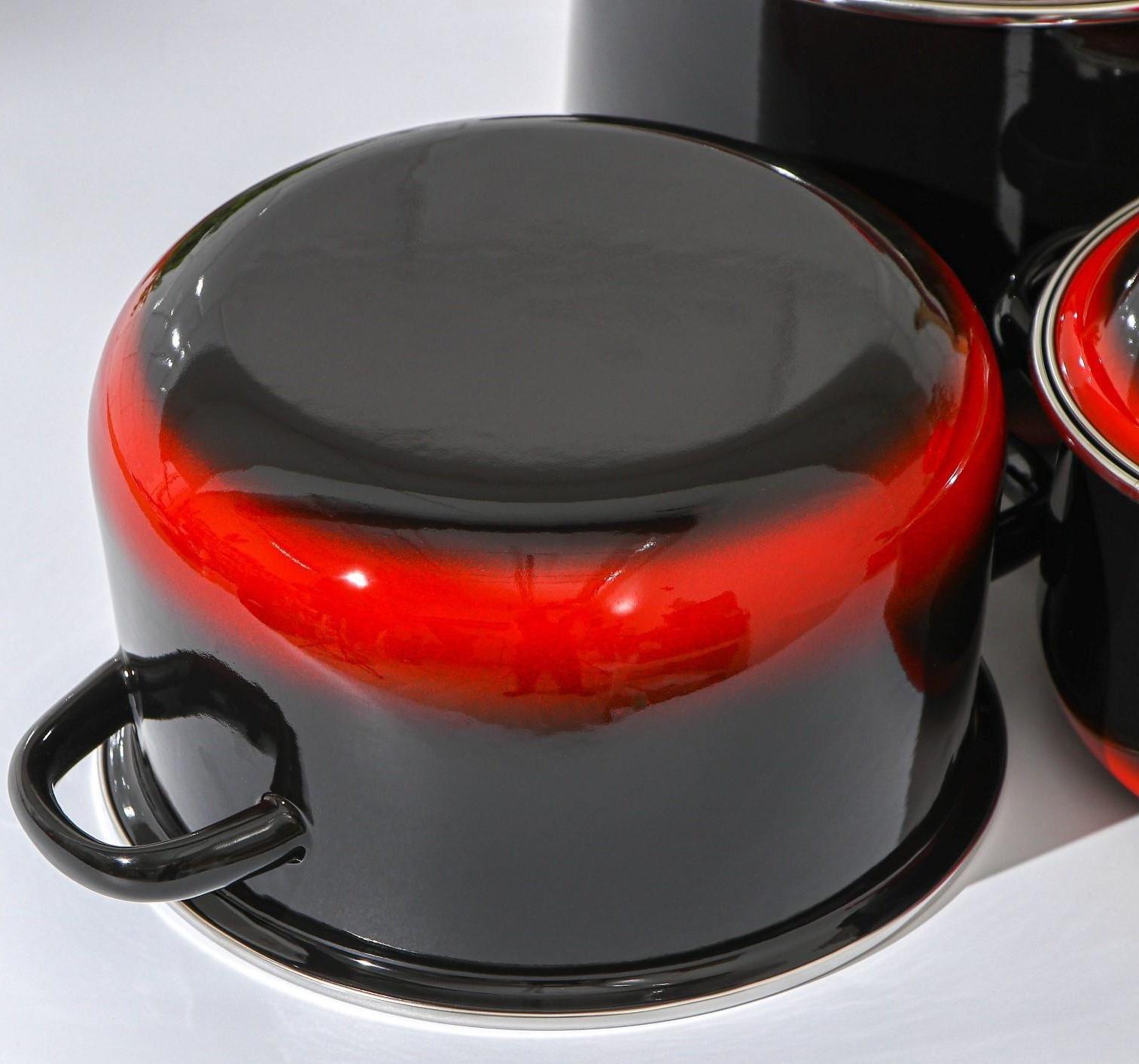 Набор кастрюль «Кармен», 3 предмета: 2 л, 4 л, 5,5 л, индукция, цвет чёрно-красный