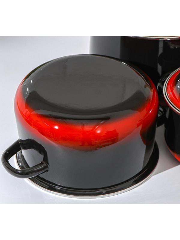 Набор кастрюль «Кармен», 3 предмета: 2 л, 4 л, 5,5 л, индукция, цвет чёрно-красный