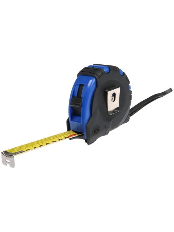 Рулетка ТУНДРА, обрезиненный корпус, 3 фиксатора, 7.5 м х 25 мм