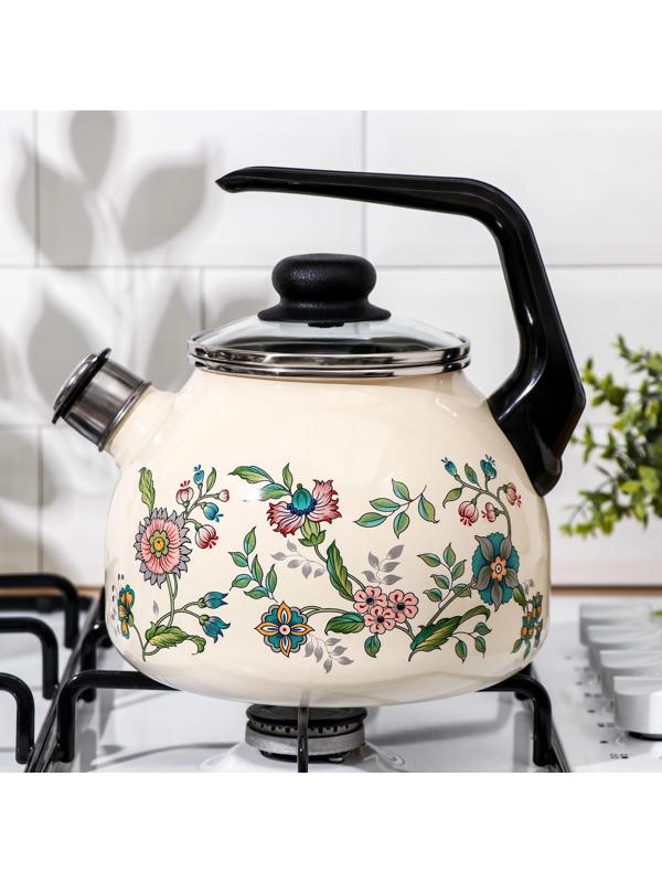 Чайник со свистком «Луговые цветы» 3 л, фиксированная ручка