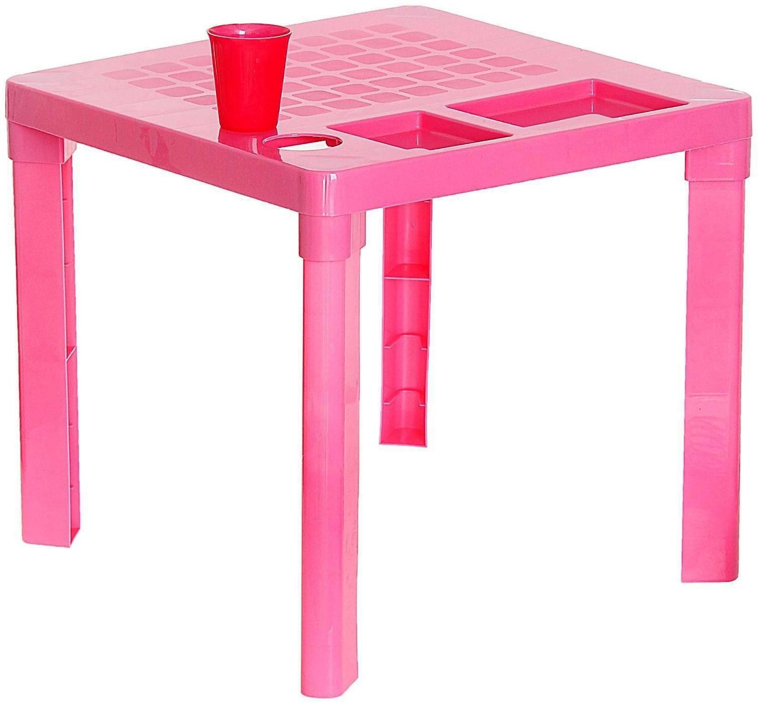Детский стол с подстаканником, цвет розовый